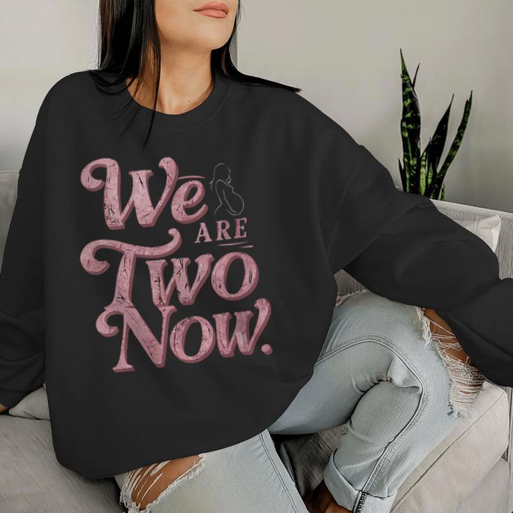 Mother's Day We Are Two Now Pregnancy Announcement Vintage Women Sweatshirt Gifts for Her