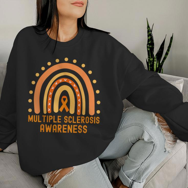 Ms Awareness Multiple Sclerosis Awareness Rainbow Orange Women Sweatshirt Gifts for Her