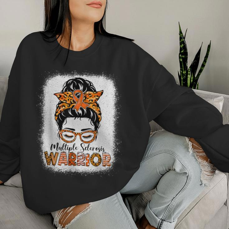 Ms Warrior Messy Bun Multiple Sclerosis Awareness Women Sweatshirt Gifts for Her