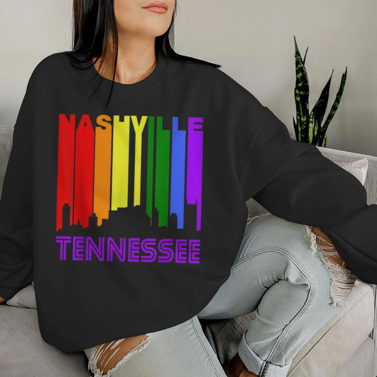 Nashville Tennessee Lgbtq Gay Pride Rainbow Skyline Women Sweatshirt Gifts for Her