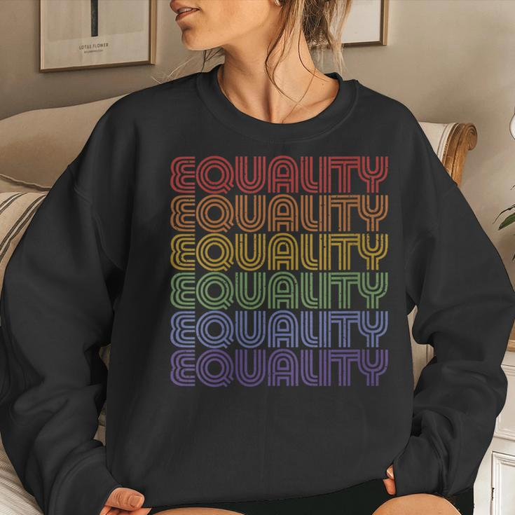 National Pride March Vintage Rainbow Lgbt Equality Women Sweatshirt Gifts for Her