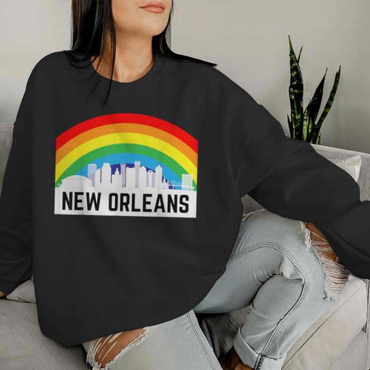 New Orleans Pride Lgbtq Rainbow Skyline Women Sweatshirt Gifts for Her