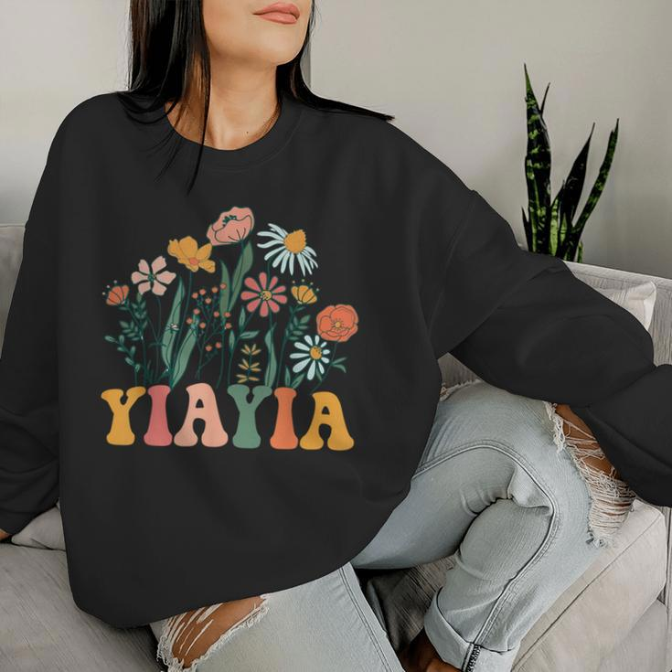 New Yiayia Wildflower First Birthday & Baby Shower Women Sweatshirt Gifts for Her