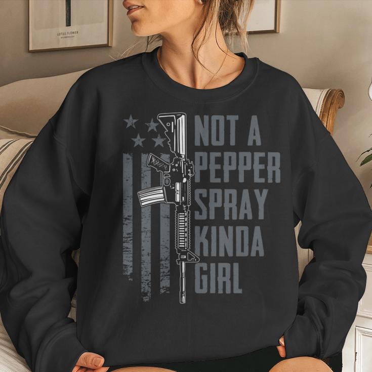 Not A Pepper Spray Kinda Girl Gun Owner On Back Women Sweatshirt Gifts for Her