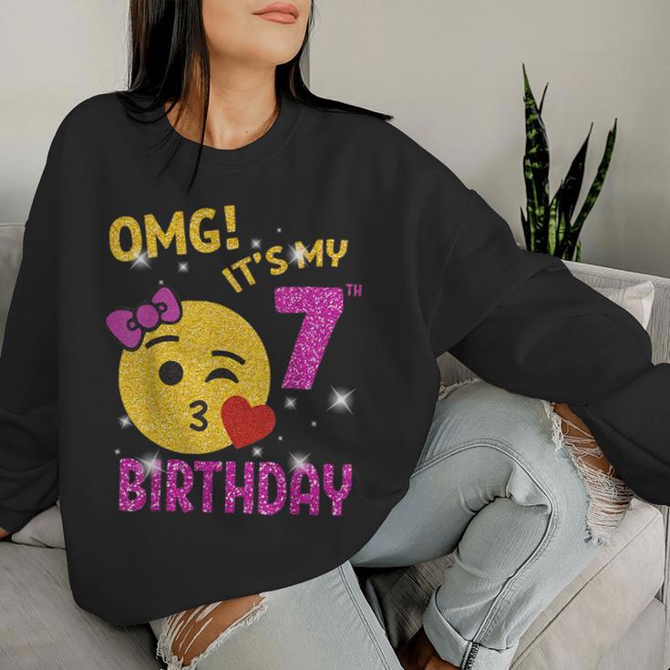 Omg It's My 7Th Birthday Girl Cute 7 Yrs Old Birthday Party Women Sweatshirt Gifts for Her