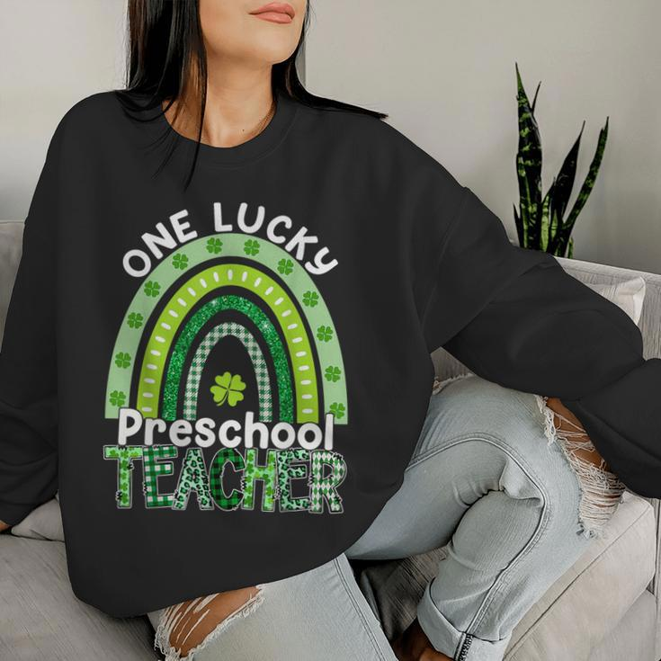 One Lucky Preschool Teacher St Patrick's Day Teacher Women Sweatshirt Gifts for Her
