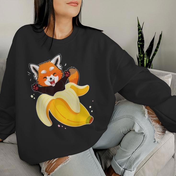 Panda Pajamas Red Panda In Banana Panda Bear Fruit Addicts Women Sweatshirt Gifts for Her