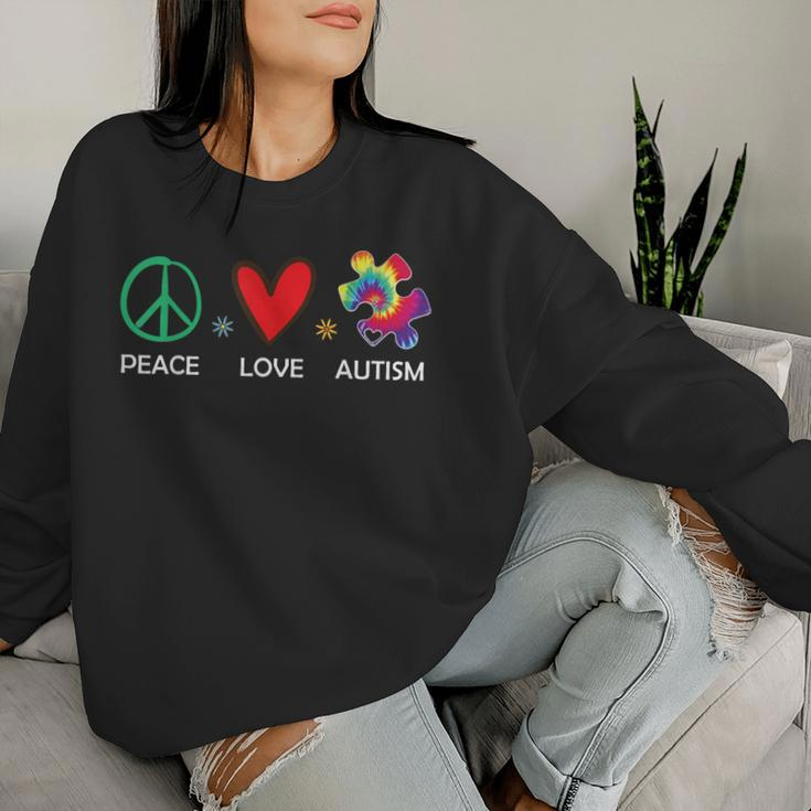 Peace Love Autism Beautiful Autism Awareness Mom Dad Women Sweatshirt Gifts for Her