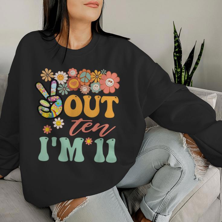 Peace Out Ten I'm 11 Groovy 11Th Happy Birthday Boy Girl Women Sweatshirt Gifts for Her