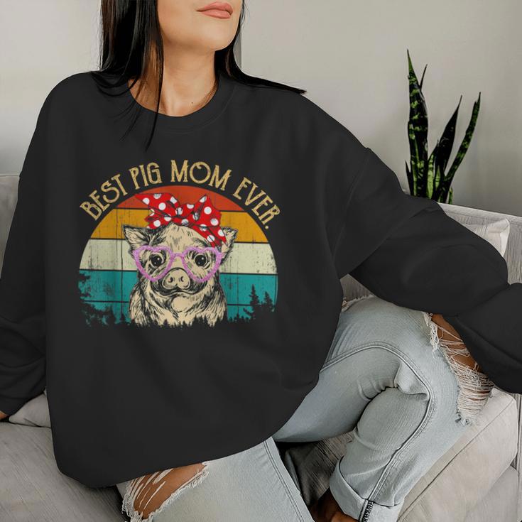 Pig Vintage Retro Style Mother's Day Best Pig Mom Ever Women Sweatshirt Gifts for Her