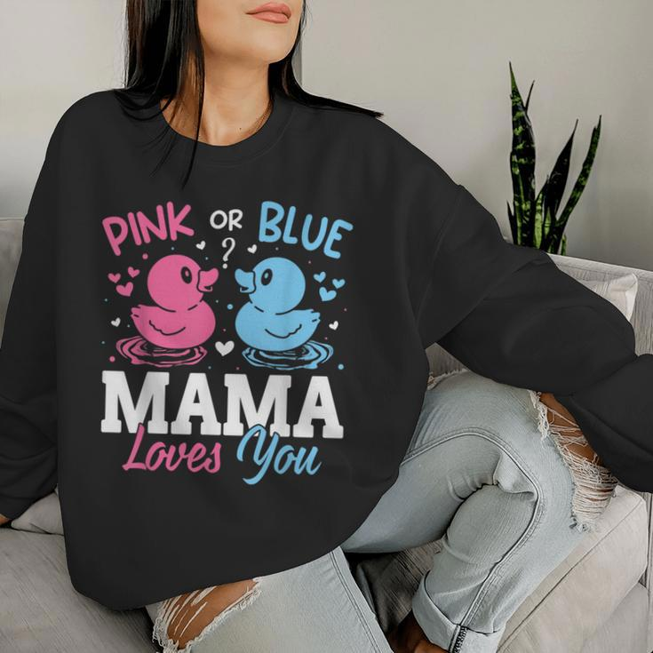 Pink Or Blue Gender Reveal Party Announcement Mama Duck Women Sweatshirt Gifts for Her
