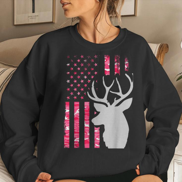 Pink Camo American Flag Camouflage Buck Hunting Women Women Sweatshirt Gifts for Her