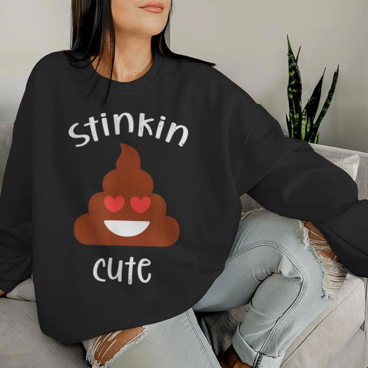 Poop Emoticon Stinkin Cute Valentine's Day Girls Vintage Women Sweatshirt Gifts for Her