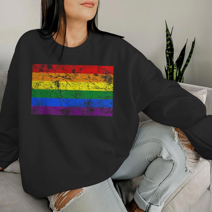Pride Rainbow Flag Lgbt Gay Lesbian Vintage Women Sweatshirt Gifts for Her