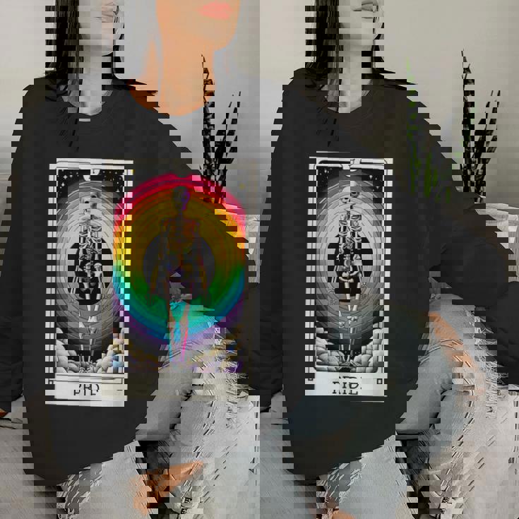 Pride Rainbow Tarot Card Skeleton Women Sweatshirt Gifts for Her