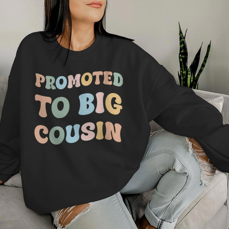 Promoted To Big Cousin Groovy Pastel Vintage Women Sweatshirt Gifts for Her