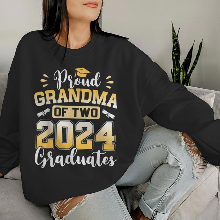 Proud Grandma Of Two 2024 Graduates Senior Class Of 2024 Women Sweatshirt Gifts for Her