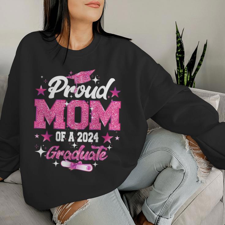 Proud Mom Of A 2024 Graduate Pink Senior Graduation 24 Women Sweatshirt Gifts for Her