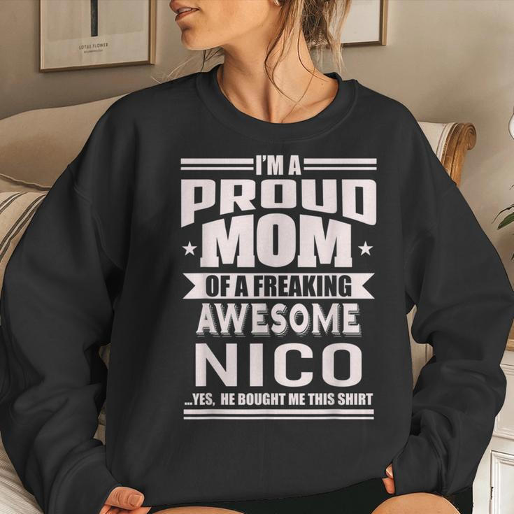 Proud Mom Of A Awesome Nico Mother Son Name Women Sweatshirt Gifts for Her