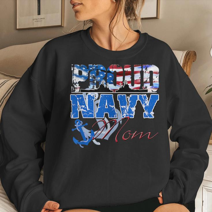 Proud Navy Mom Patriotic Sailor Women Sweatshirt Gifts for Her