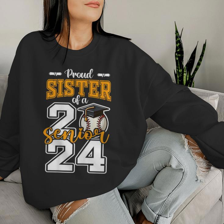 Proud Sister Of A 2024 Baseball Senior Graduation Sister Women Sweatshirt Gifts for Her