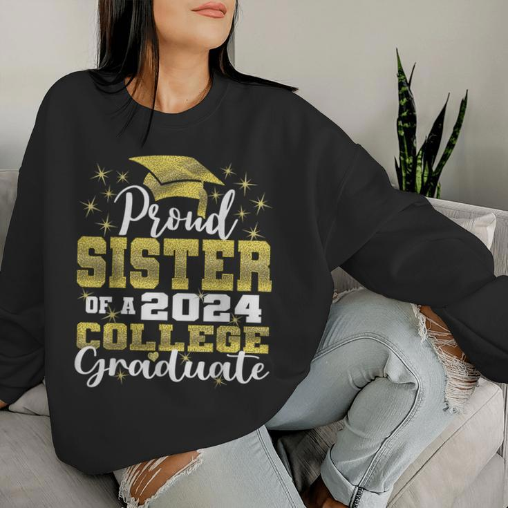 Proud Sister Of 2024 College Graduate Family 24 Graduation Women Sweatshirt Gifts for Her