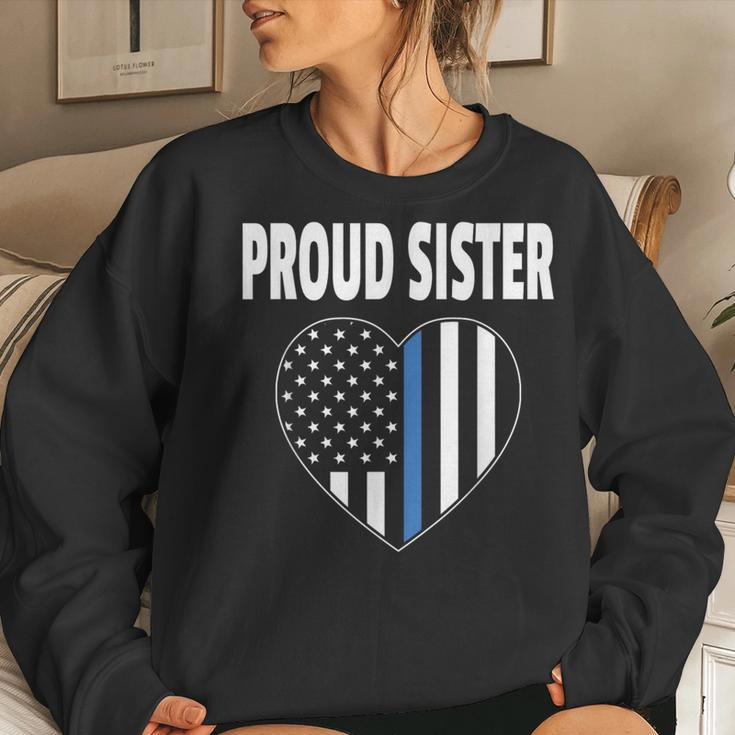 Proud Sister Of Police Officer Law Enforcement Support Women Sweatshirt Gifts for Her