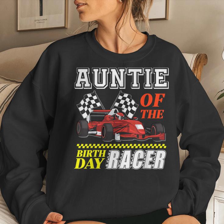 Race Car Party Auntie Of The Birthday Racer Racing Family Women Sweatshirt Gifts for Her