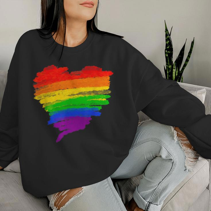 Rainbow Heart Lgbt Ally Lgbtq Lesbian Transgender Gay Pride Women Sweatshirt Gifts for Her