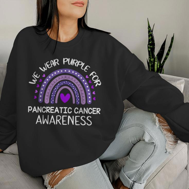 Rainbow We Wear Purple For Pancreatic Cancer Awareness Women Sweatshirt Gifts for Her