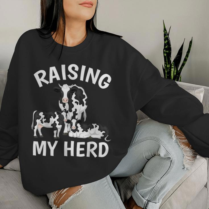 Raising My Herd Farmer Mom Cow Calves Lover Mother's Day Women Sweatshirt Gifts for Her