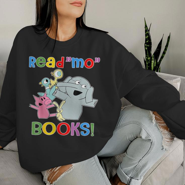 Read Mo Book Cute School Teacher Librarian Elephant Pigeon Women Sweatshirt Gifts for Her
