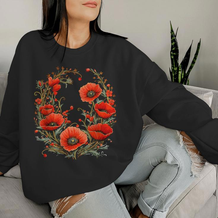 Red Poppy Flower Botanical Red Poppies For Women Women Sweatshirt Gifts for Her