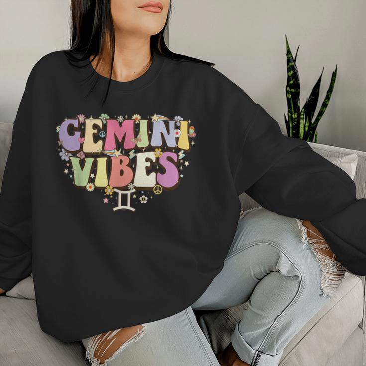 Retro Astrology May June Birthday Zodiac Sign Groovy Gemini Women Sweatshirt Gifts for Her