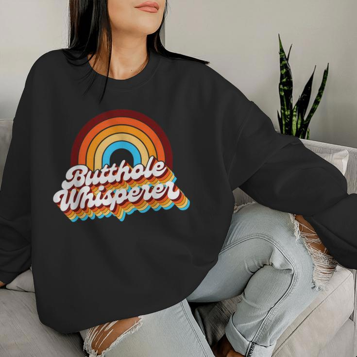 Retro Butthole Whisperer Sarcastic Jokes Rainbow Women Sweatshirt Gifts for Her