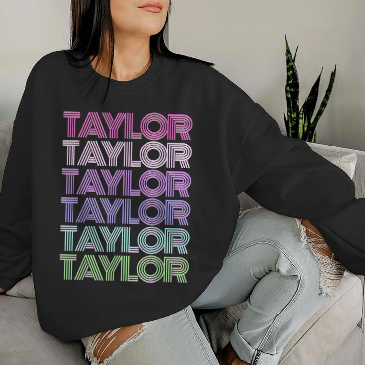Retro First Name Taylor Girl Boy Surname Repeated Pattern Women Sweatshirt Gifts for Her