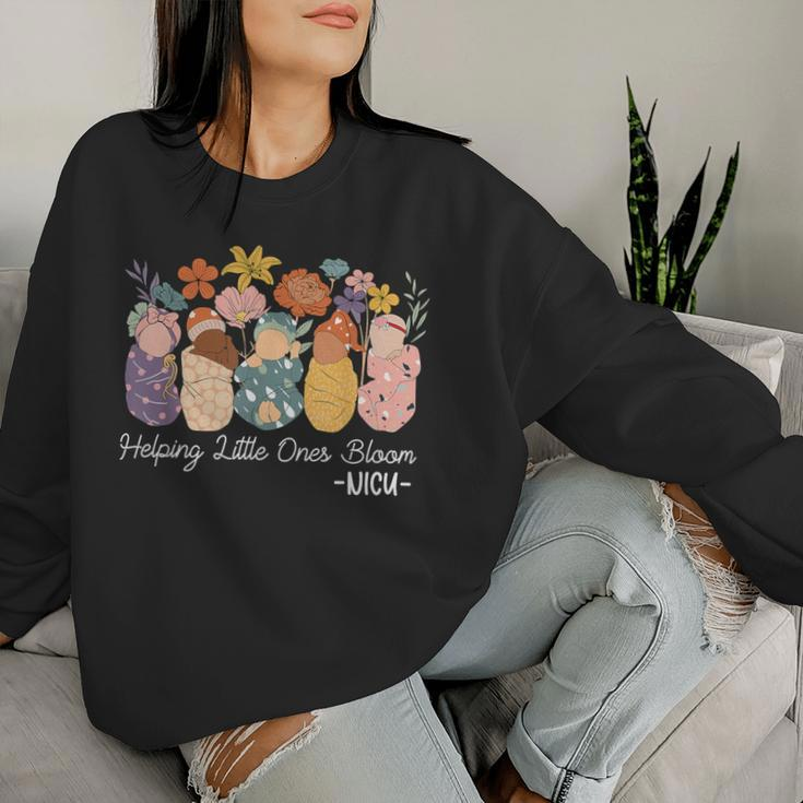 Retro Groovy Helping Little Ones Bloom Nicu Nurse Women Sweatshirt Gifts for Her