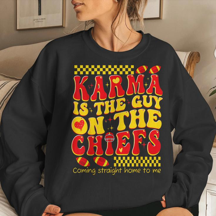 Retro Groovy Karma Is The Guy On The Chief Women Sweatshirt Gifts for Her