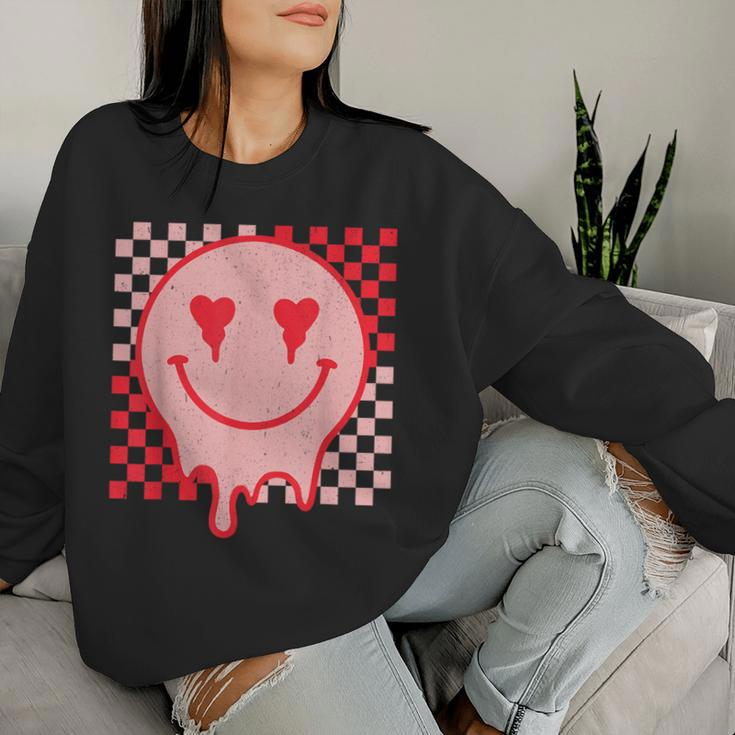 Retro Groovy Valentines Day Hippie Heart Matching Women Sweatshirt Gifts for Her