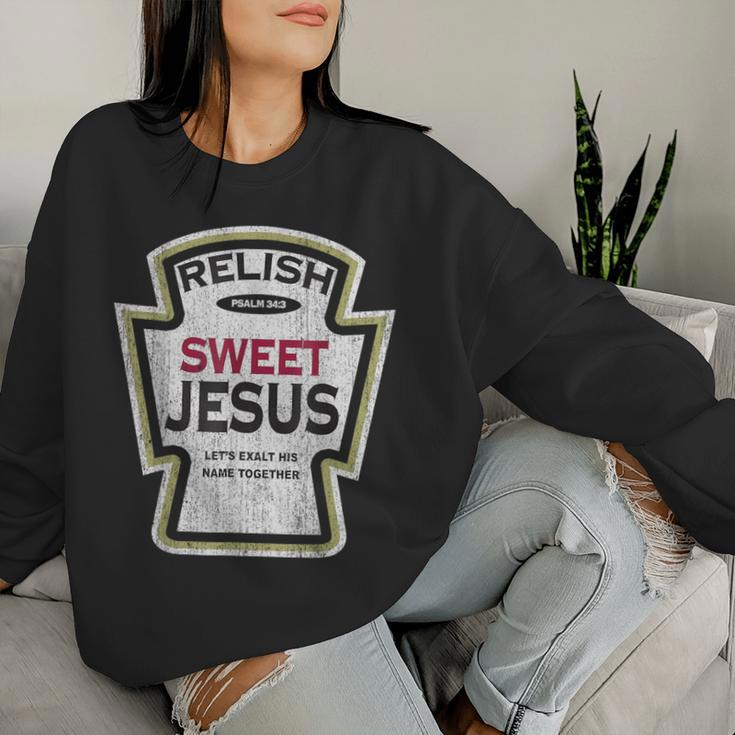 Retro Relish Sweet Jesus Christian Parody Women Sweatshirt Gifts for Her
