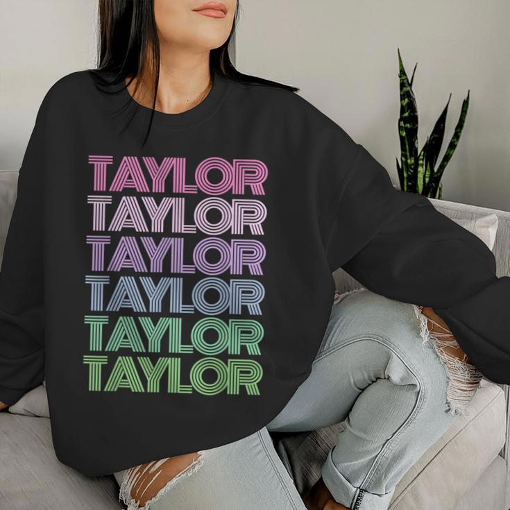 Retro Taylor Girl Boy First Name Personalized Groovy Bday Women Sweatshirt Gifts for Her