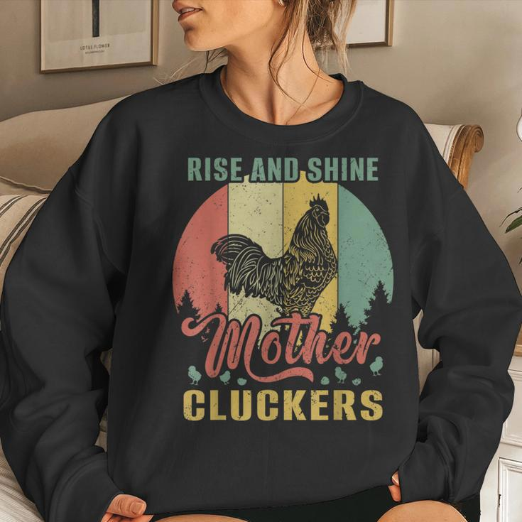 Rise And Shine Mother Cluckers Chicken Vintage Cool Women Sweatshirt Gifts for Her