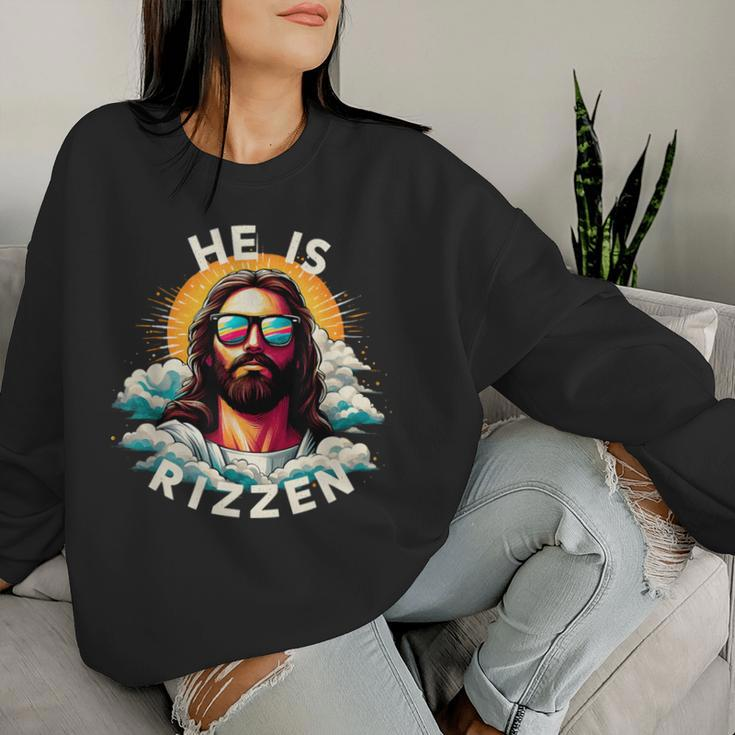He Is Rizzen Christian Jesus Is Rizzen Christian Religious Women Sweatshirt Gifts for Her
