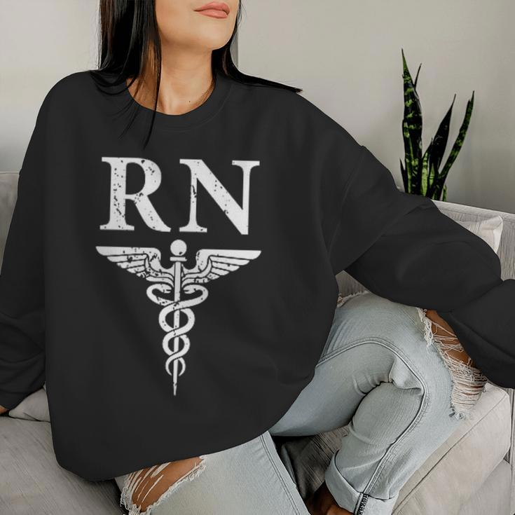 Rn Registered Nurse Caduceus Medical Symbol Women Sweatshirt Gifts for Her