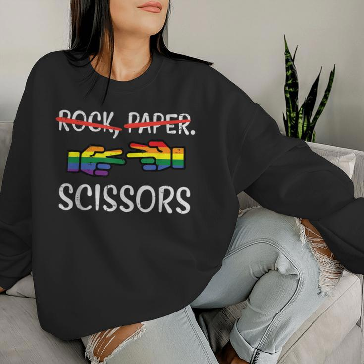 Rock Paper Scissors Fun Pride Month Gay Lesbian Lgbtq Women Women Sweatshirt Gifts for Her