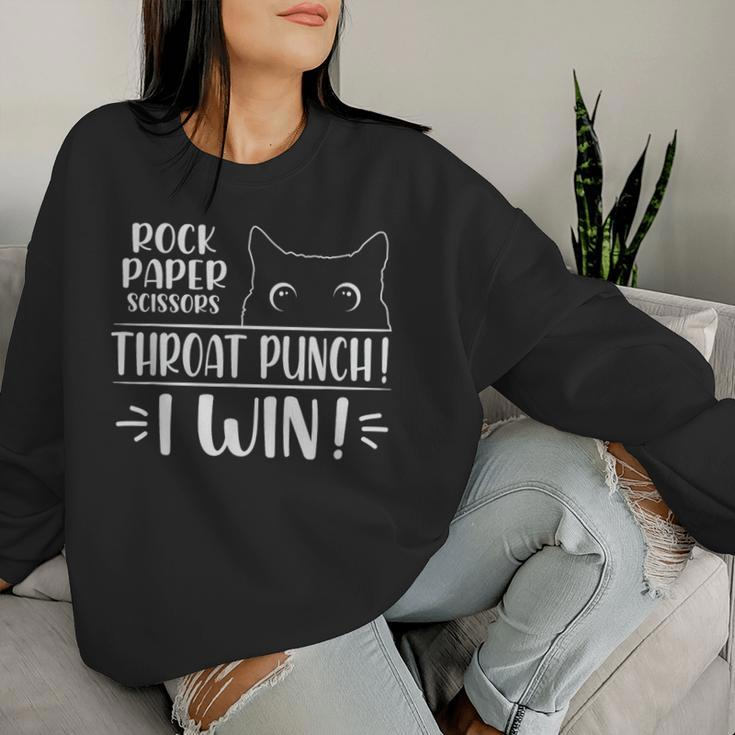 Rock Paper Scissors Throat Punch Cat Lover Cat Mom Cat Dad Women Sweatshirt Gifts for Her