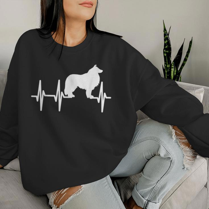 Rough Collie Heartbeat Dog Mom Dad Pet Women Sweatshirt Gifts for Her