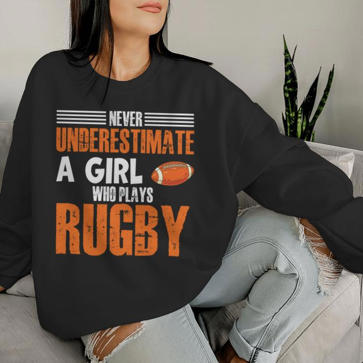 Rugby Girl Meme Never Underestimate A Girl Who Plays Rugby Women Sweatshirt Gifts for Her