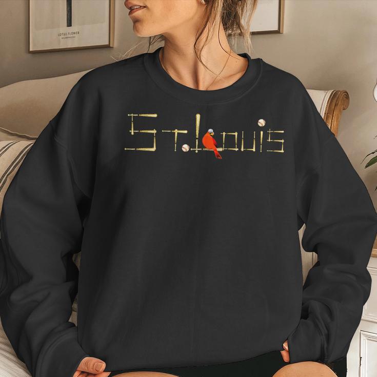 Saint Louis Red Cardinal Bat Font Women Sweatshirt Gifts for Her