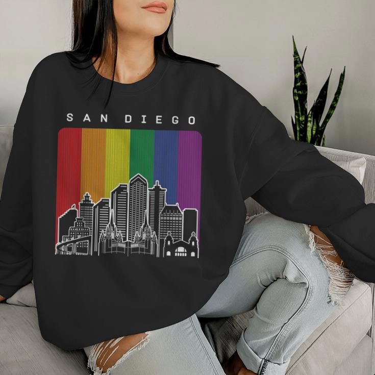 San Diego California Lgbt Pride Rainbow Flag Women Sweatshirt Gifts for Her